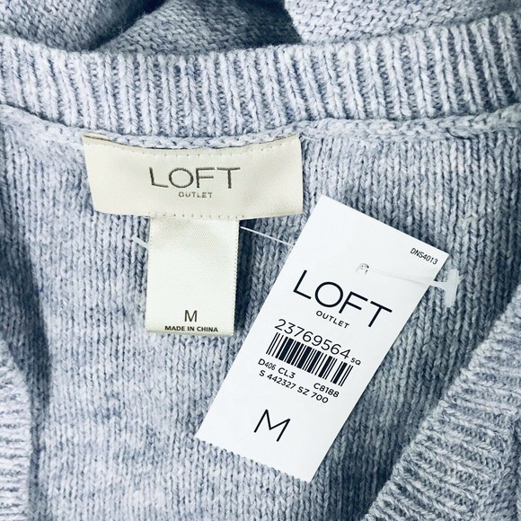 Loft Women's M Sweater Knit Textured Purple Pullover Winter Cotton Blend NWT O39 - Picture 3 of 5